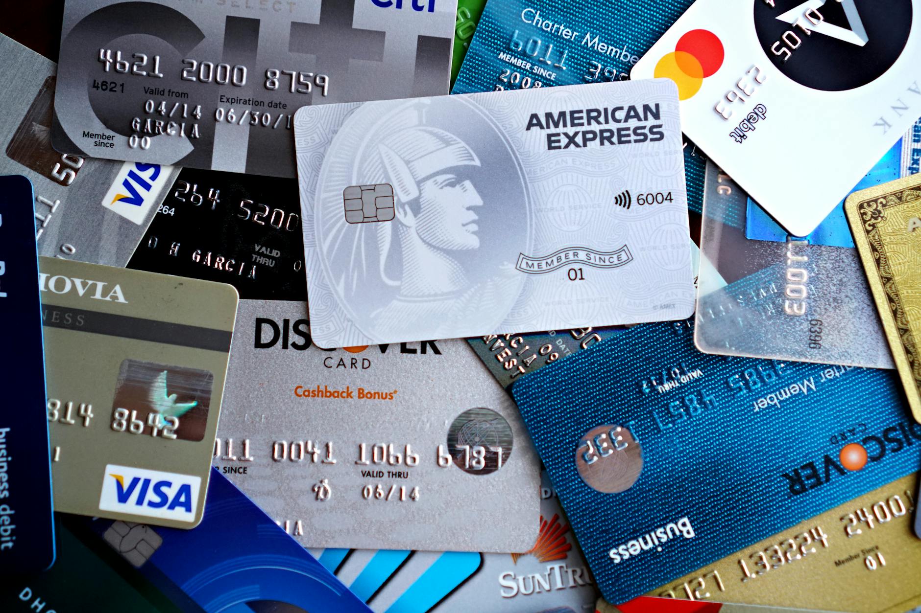 diverse collection of credit and debit cards